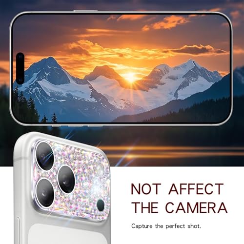 Bling Diamond Camera Lens Protector Compatible with iPhone 17 Pro, Metal Glitter Gem Camera Cover,9H Tempered Glass lens full Screen Sparkle Rhinestone Protector - size: for iPhone 17 Pro