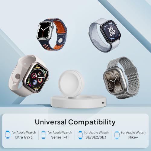 Elebase for Apple Watch 12 Charger Puck,Fast USBC iWatch Charging Dock - color: White