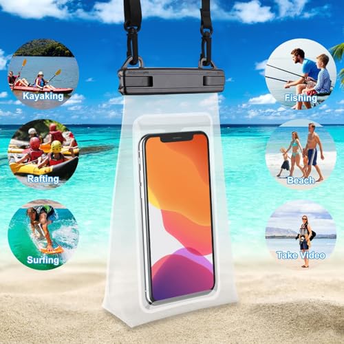 Large Capacity Waterproof Phone Pouch Floating, Waterproof Bag Case for iPhone 15 14 Pro Max 13 12 11 X XR 8 Plus Samsung Up to 6.9'', IPX8 Water Proof Phone Dry Bag for Boating Swimming Kayaking - color: White,1 Piece