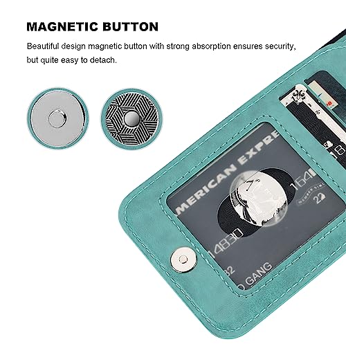 KIHUWEY for iPhone 14 Wallet Case Card Holder Kickstand, Mint Green - color: Mint Green