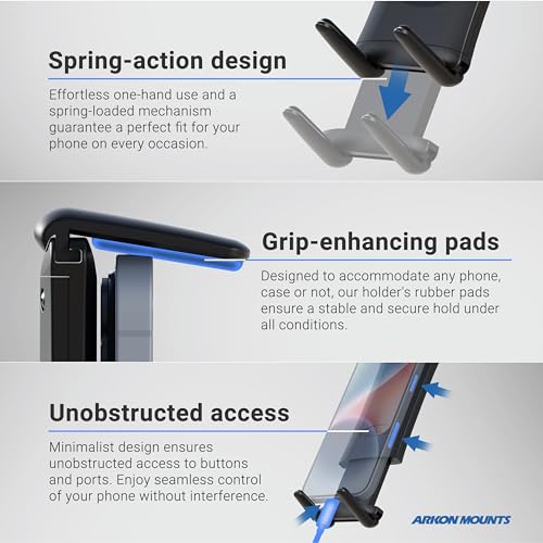 ARKON Mounts Slim-Grip Ultra Windshield Car Phone Mount | Universal Fit Phone Holder | Strong Suction Hold | Arm Extends for Long Dashboards | Compatible with iPhone, iPad Mini, Galaxy, and more