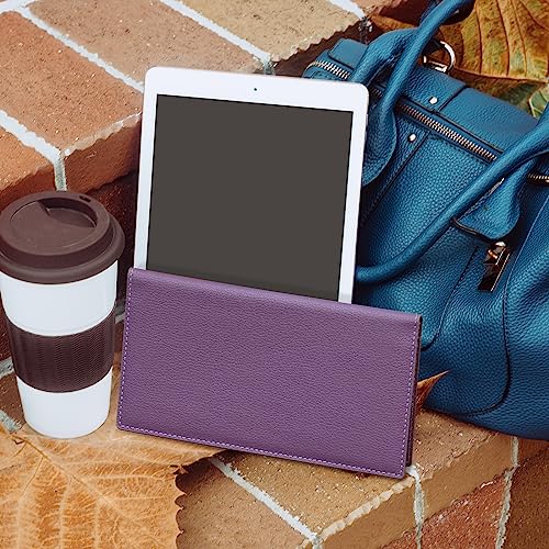 CoBak Checkbook Cover for Women & Men - PU Leather Case with RFID Blocking | Classic Design Check Book Holder for Personal and Business - color: Purple