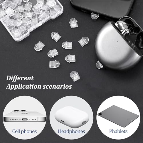 50 Pcs White Anti Dust Silicone Type C Charging Port, Dust Plug Set