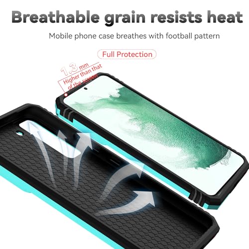 for Samsung Galaxy S22 Case with Camera Lens Cover HD Screen Protector, Dual Layer Military-Grade Drop Tested Magnetic Ring Holder Kickstand Protective Phone Case for Samsung Galaxy S22 5G (Mint) - color: Mint with camera cover Military-Grade 2nd gen