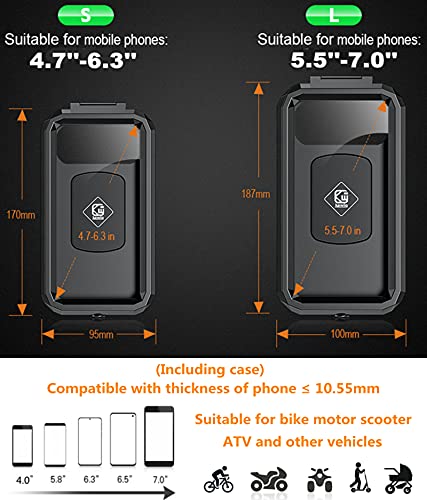 Kewig Motorcycle Phone Mount with Aluminum Alloy Handlebar Mount Base - size: L