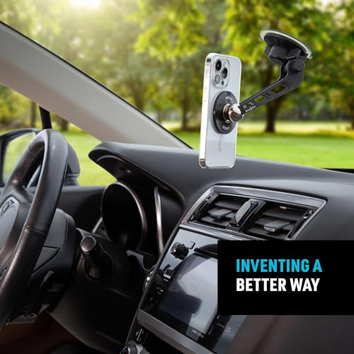 Nite Ize Steelie Windshield Mount - Phone Holder for Car Windshield - Alternative to Car Dashboard & Vent Phone Mounts - Compatible with Steelie Magnetic Mounting System - Black