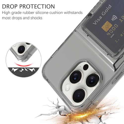 Wallet Case for iPhone 16 Pro Max with 3 Credit Card Holder Slot | Shockproof Hybrid Heavy Duty Protection Clear Phone Cover Compatible with iPhone 16 Pro Max 2024 (Clear Black) - color: Clear Black, size: iPhone 16 Pro Max