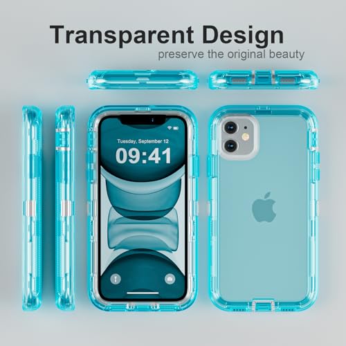 Follaroma for iPhone 11 Case, 6.1 inch, Crystal Blue | Heavy Duty Shockproof Protection Phone Cases, Anti-Drop, Military Grade Dual Layer Transparent Rugged Protective Cover - color: Blue, size: iPhone 11 6.1’