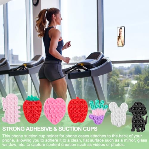 CIEO SuctionPhone Grip, Strong Silicone Suction,Strawberry Sticky Grip,Suitable for Selfies and Videos on Mirrors, Bathrooms and Smooth Surfaces, Compatible with iPhone (White) - color: White