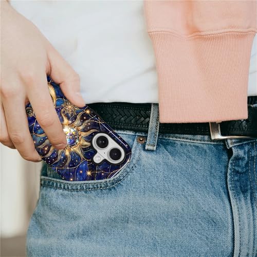 Case Compatible with iPhone 17, Cute Dual Layer Hybrid Phone Cover, Military Grade Drop Protection, Aesthetic Shockproof Phone Case for Women Girls, Galaxy Sun Moon - color: Galaxy Sun Moon, size: Iphone 17