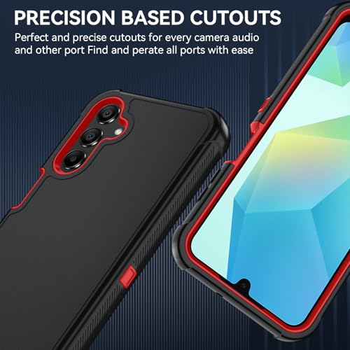 for Samsung Galaxy A16 5G Case : 3-Layer Shockproof Phone Cover with HD Screen Protector,Hybrid Protective Military-Grade Drop Protection for Galaxy A16 5G Phone Case (Black/Red) - color: Black/Red