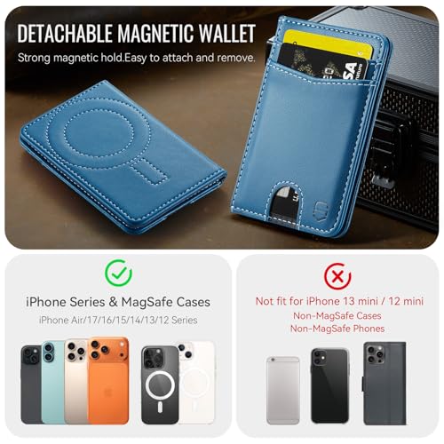 Strapurs Strong Magnetic Wallet Card Holder for MagSafe Phones and Cases, Slim PU Leather Detachable Phone Wallet with 6 Card Slots RFID Blocking for iPhone 17/16/15/14/13/12/Pro/Max/Plus – Dark Blue - color: Dark Blue