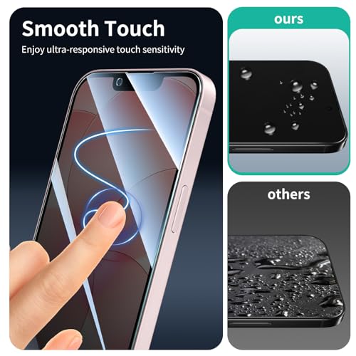 3+3+1-Pack, Privacy Screen Protector and Camera Lens Protector for iPhone 16e/17e with Installation Alignment Aid, Anti-Spy Tempered Glass Film, Dark Private Black Protection, Anti-Scratch - size: 17e/16e Black 3+3+Align
