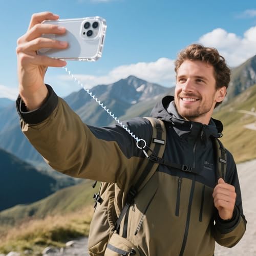 SHANSHUI Phone Lanyard Tether, Stretchy Phone Strap Patch Anchor Outdoor Climbing Hook Compatible for Most Smartphones - color: Whitepurple