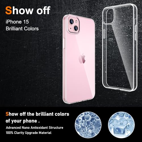 Silicone Clear for iPhone 15 Case,Ultra Thin with Comfort Grip | Soft Slim-Fit TPU iPhone 15 Phone Cover,Non-Slip,Shockproof Protection,Scrath-Resistant - size: iPhone 15 case
