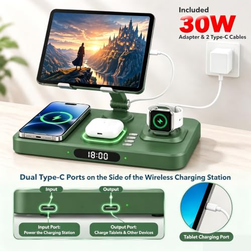 Wireless Charging Station for Apple Devices, Only for Apple Watch Charging - color: Army Green
