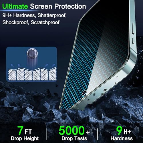 IMBZBK 3 Pack Privacy Screen Protector for iPhone 15 Plus, Tempered Glass - size: 15 Plus 6.7 inch