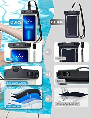wellhouse Waterproof Phone Pouch, Waterproof Phone Case for iPhone 17 16 15 14 13 Pro Max XS Samsung, IPX8 3D Cellphone Dry Bag Beach Essentials (1 Pack - Luminous Black7.0, 7 inch) - color: 1 Pack - Luminous Black7.0"