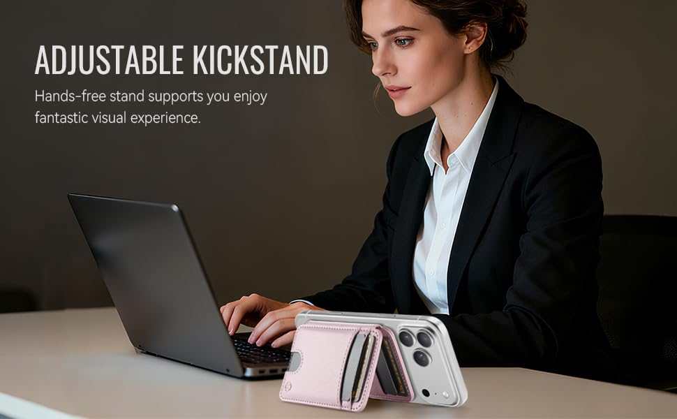 WJX MagSafe Magnetic Phone Wallet, RFID Slim 6 Card Holder with Cash Slot & Clear ID Window, Mini Gift‑Ready Wallet for Google/Samsung/iPhone 17/16/15/14/13/12 Series, Pink - color: J-Pink