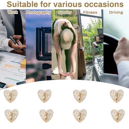 8pcs Rhinestone Heart Phone Charm Holder, 0.83inch Cell Phone Charm Hook - color: gold, size: 2.1cm