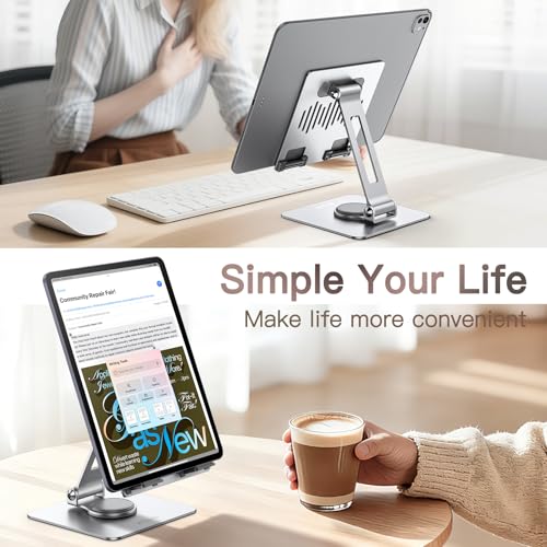 JETech Swivel Tablet Stand for 4-13" Tablets and Phones, Silver - color: Silver