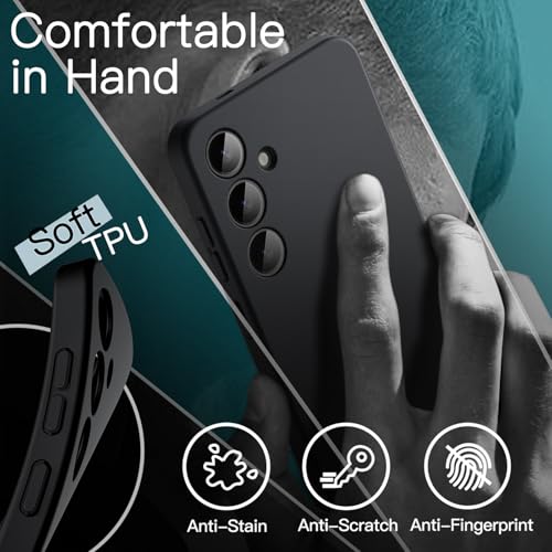 JETech Slim Case for Samsung Galaxy S24 Plus, Black | Camera Lens Protection, Soft TPU Design, Matte Finish, Shockproof Protection - color: Black, size: S24 Plus