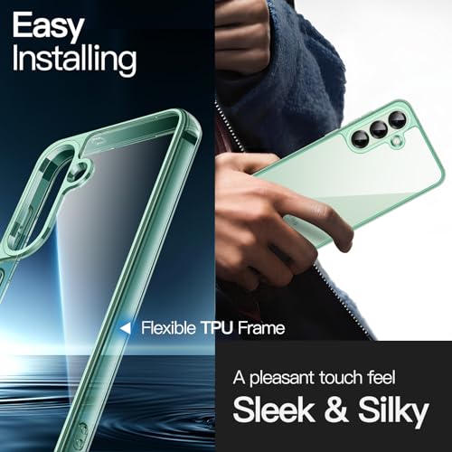 JETech Case for Samsung Galaxy S25, Anti-Yellowing, Mint | Shockproof Protection, Scratch Resistant Hard PC Back, Durable Transparent TPU Bumper - color: Mint, size: Galaxy S25