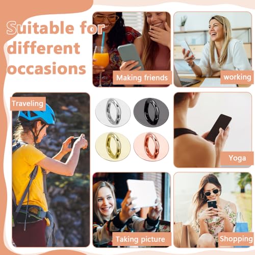 PLIGREAT 24 Pcs Metal Round Phone Charm Hooks, Phone Finger Grip Holder Universal Adhesive Phone Ring Loop Stand for Cell Phone Case Tablet DIY Hanging Accessories, 4 Colors