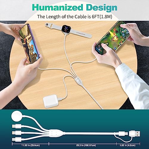 4 in 2 Apple Watch Charger, USB C Apple Charger Cable for iPhone 17, Magnetic Charging Cord for iWatch Series SE/8/7/6/5/4/3/2 - Wireless Travel i-Watch Charger AirPods&iPad-6FT - style: i/i/c/w