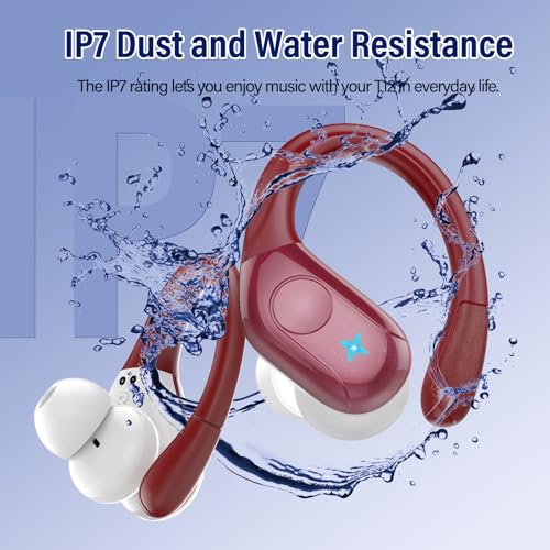 Wireless Earbuds Sports, 75Hrs Bluetooth 5.4 Headphones, Bass Hi-Fi Stereo - color: Y-Starry Red