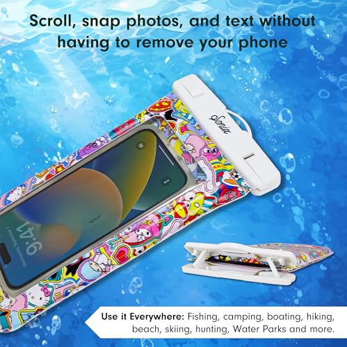 Sonix x Sanrio Waterproof Phone Pouch - Floating Phone Case Dry Bag w/Crossbody Lanyard - Beach Cruise Travel Essentials - Compatible w/All Devices, Touchscreen Friendly | Hello Kitty Stickers - color: Hello Kitty and Friends Stickers