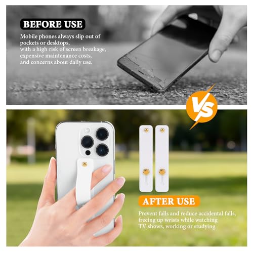 2-Pack White Silicone Phone Strap with Kickstand - Versatile Grip & Holder for Most Phones and Cases (White * 2) - color: White * 2