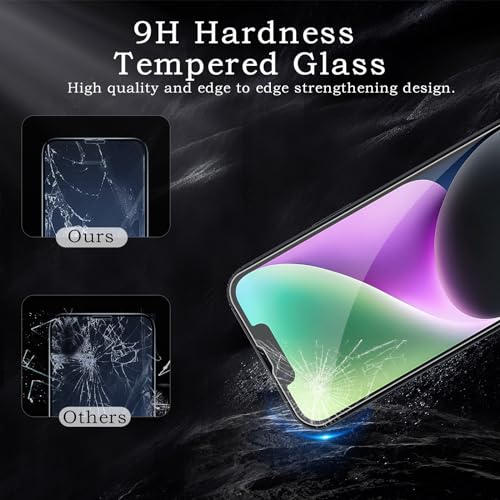 Screen Protector for iPhone 14, Tempered Glass Film, Ultra HD 9H Hardness Case Friendly Anti Scratch Bubble Free Ultra Resistant Oil-Resistant Shatter Protection, 3-Pack