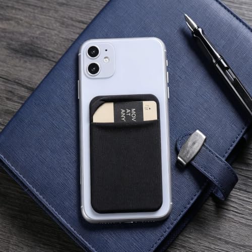 3Pack Cell Phone Card Holder Pocket Sticker Stretchy Cloth for Back of Phone with Flap Credit/ID Card Sleeve Adhesive Stick on Wallet for iPhone,Android All Smartphones (3Black) - color: 3Black