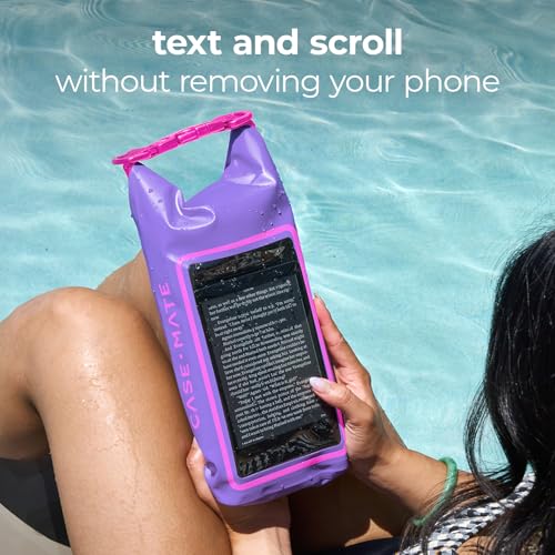 Case-Mate Mini IP68 Waterproof Bucket Bag (2L) - Purple Paradise | Roll Top Dry Bag with Touchscreen Waterproof Pouch - For Phones Up to 7" - Swimming, Kayaking, Boating, Travel Essentials - color: Purple Paradise