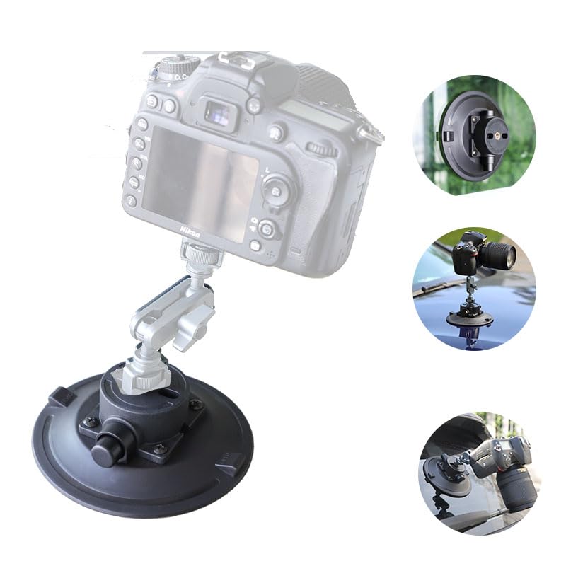 6" Camera Suction Cup Mount, Heavy Duty Pump Vacuum Mount - size: 6" Metal