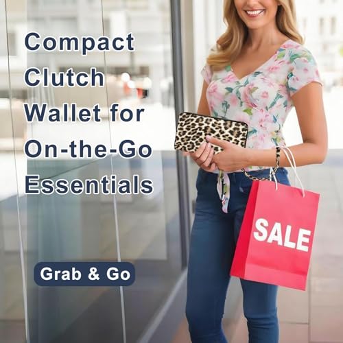 RFID Blocking Cellphone Wallet for Women with Removable Strap, Double Zipper Wristlet Bag Large Capacity, Passport Travel Clutch Purse, Leopard - color: Leopard Light Brown