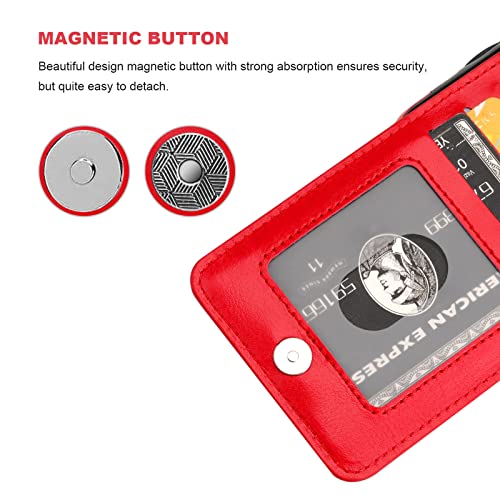 KIHUWEY for iPhone 11 Pro Max Wallet Case Card Holder Kickstand, Red | Credit Card Slots, PU Leather, Magnetic Clasp, Flip Heavy Duty Protection Cover for Men and Women - color: Red