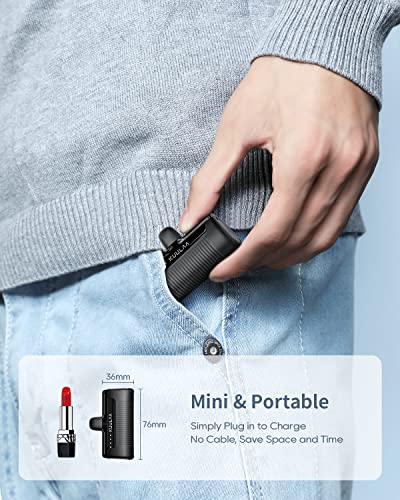 Kuulaa Portable Phone Charger Portable 4500mAh Mini Power Bank for iPhone Cute Battery Pack Backup Charger Travel Compatible with iPhone 14/13/12/11/XS/XR/Airpods (Black-A) - color: Black-A