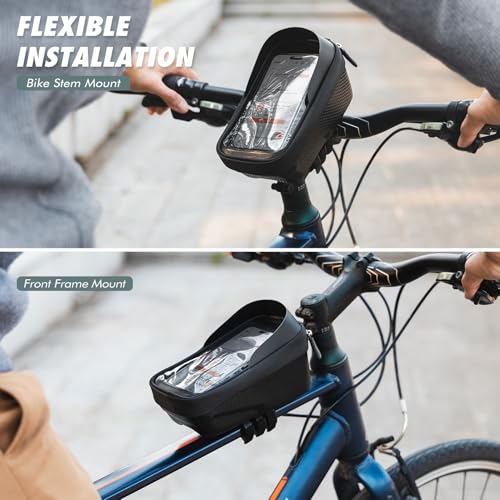 VULKIT Quick Release Bike Frame Bag, Ultra Lightweight Waterproof Bicycle Top Tube Bag with Touch Screen, Bike Phone Mount, Cycling Accessories for Road and Mountain Bikes, Bike Pouch for Adults