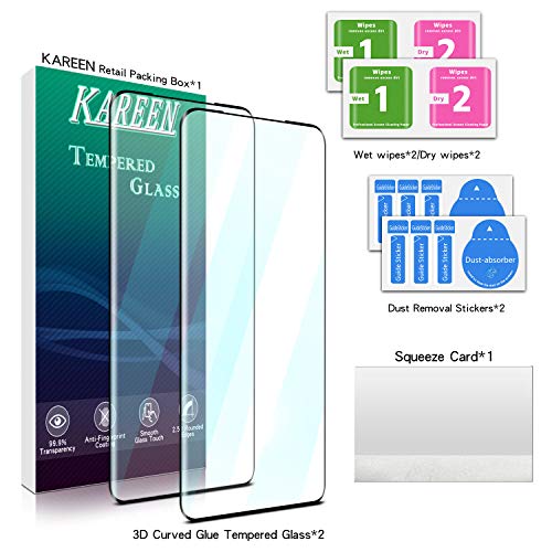 KAREEN Screen Protector for Samsung Galaxy S20 Plus Tempered Glass Film | 3D Full Coverage, 9H Hardness, Anti Scratch, 2 Pack - size: Galaxy S20 Plus 6.7-inch