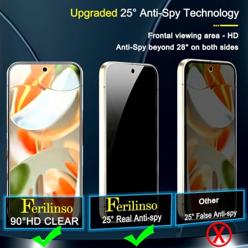 Ferilinso Privacy Screen Protector for Google Pixel 9, Tempered Glass - size: Google Pixel 9