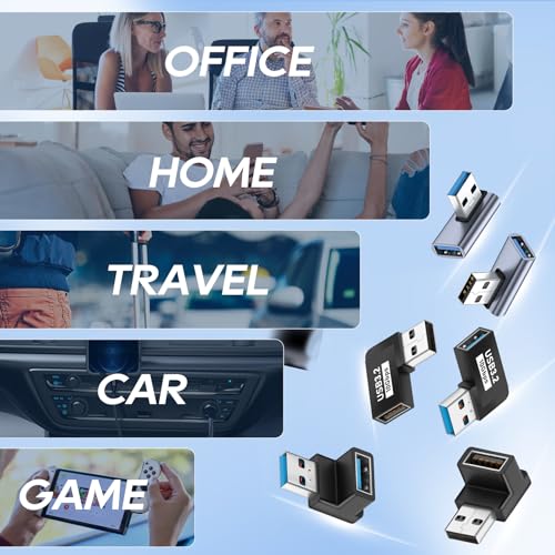 UCEC 90 Degree USB 3.2 Adapter, USB 90 Degree Adapter USB Angle Adapter - style: 2Pack A Male to A Female (Grey)