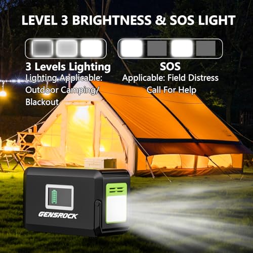 GENSROCK Portable Power Station 120W, Power Bank with AC Outlet 24000mAh - color: Black Green