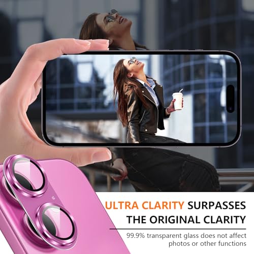 Suoman for iPhone 16/16 Plus Camera Lens Protector, 9H Tempered Glass Film - color: Pink