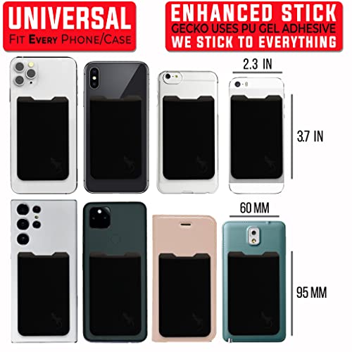 Phone Wallet - Adhesive Card Holder - Cell Phone Pouch - Stick on Lycra Pocket by Gecko - Carry Credit Cards and Cash - color: BLACK BLACK