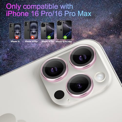 Camera Lens Protector for iPhone 16 Pro/16 Pro Max, Pink - color: Pink