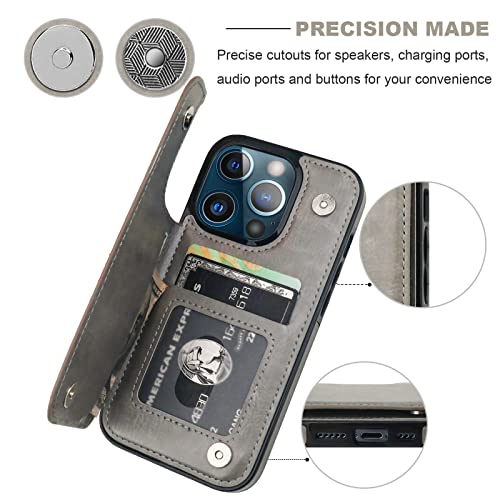 ONETOP for iPhone 13 Pro Wallet Case with Card Holder,Gray - color: Gray