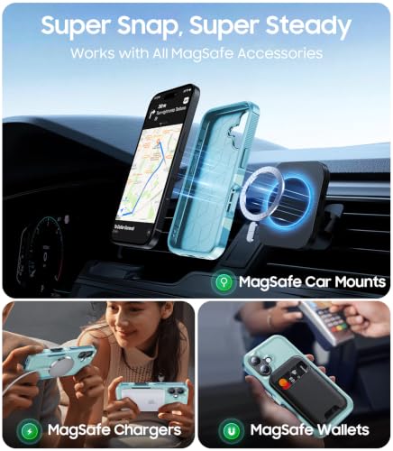 Magnetic for iPhone 17 Case Dual-Layer Shockproof Mintgreen | Military-Grade Heavy Duty Protection, Fit for Magsafe, Matte Finish Scratch Resistant Anti-Fingerprint, Anti-Slip Phone Cover - color: Mintgreen