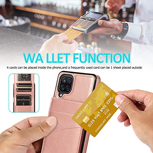 Phone Case for Samsung Galaxy A42 5G with Tempered Glass Screen Protector Credit Card Holder Wallet Cover Stand Leather Cell Accessories Glaxay A 42 G5 Gaxaly 42A S42 4G 2021 Cases Women Rose Gold - color: Rose Gold